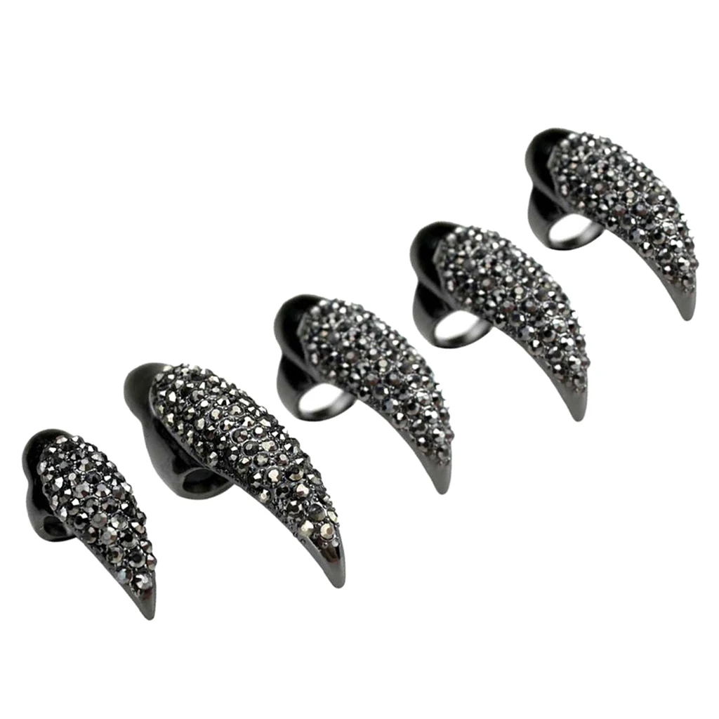 5 Pieces Finger Nail Claw Ring Set Band Wrap Women Hand Jewelry Cosplay Gift