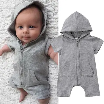

Zip Up Newborn Infant Baby Boy Hooded Bodysuit Romper Jumpsuit Clothes Outfits