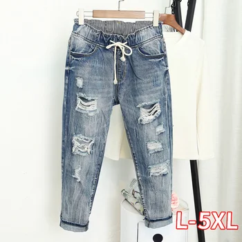 

Summer Ripped Boyfriend Jeans For Women Loose Vintage High Waist Jeans Plus Size Jeans 5XL Pantalones Mujer Vaqueros