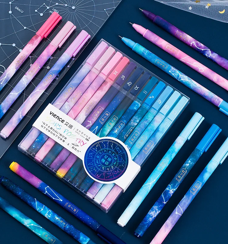 

12Pcs/box Creative Constellation Series Set Gel Pen Starry Sky Galaxy style Gel Pen for School Office Supplies Stationery Gifts