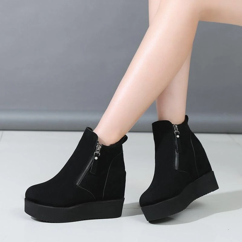 Women Boots Faux Suede Leather Wedge Platform Boots Hidden Heel Shoes High  Top Casual Shoes for Woman Ankle Boot C415|Ankle Boots| - AliExpress