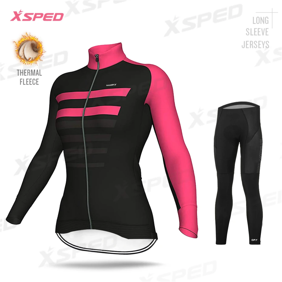 Normal Cycling Set Женская зимняя одежда для велоспорта с длинным рукавом, женская одежда для велоспорта, Теплая Флисовая Куртка для велоспорта, модный костюм для отдыха, шоссейного велосипеда - Цвет: Normal Cycling Set