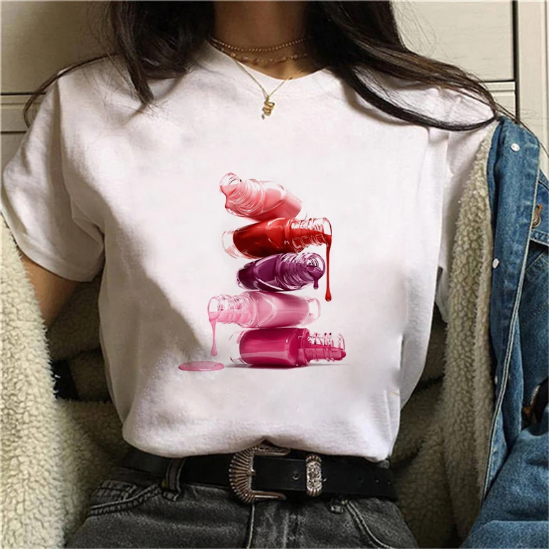 Colorful paint Printed T Shirt Women Top Tees Harajuku kawaii Short Sleeve Ulzzang T-Shirt Femme Camisetas Mujer 2020