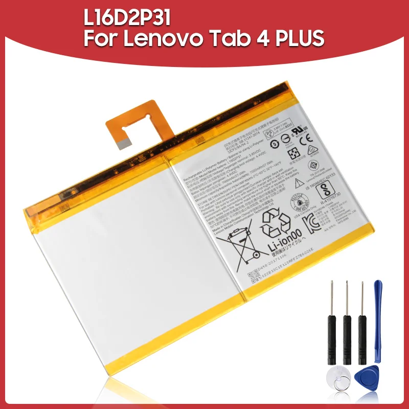 

Original Replacement Battery 7000mAh L16D2P31 For Lenovo Tab 4 Tab4 PLUS TB-X704F TB2-X30M TB-X304F Tablet Batteries