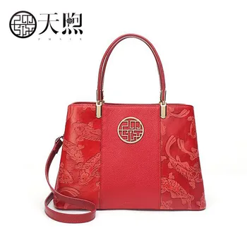 

PMSIX 2019 New Genuine Leather bag fashion bags handbags women famous brands Embossing women handbag shoulder messenger bag