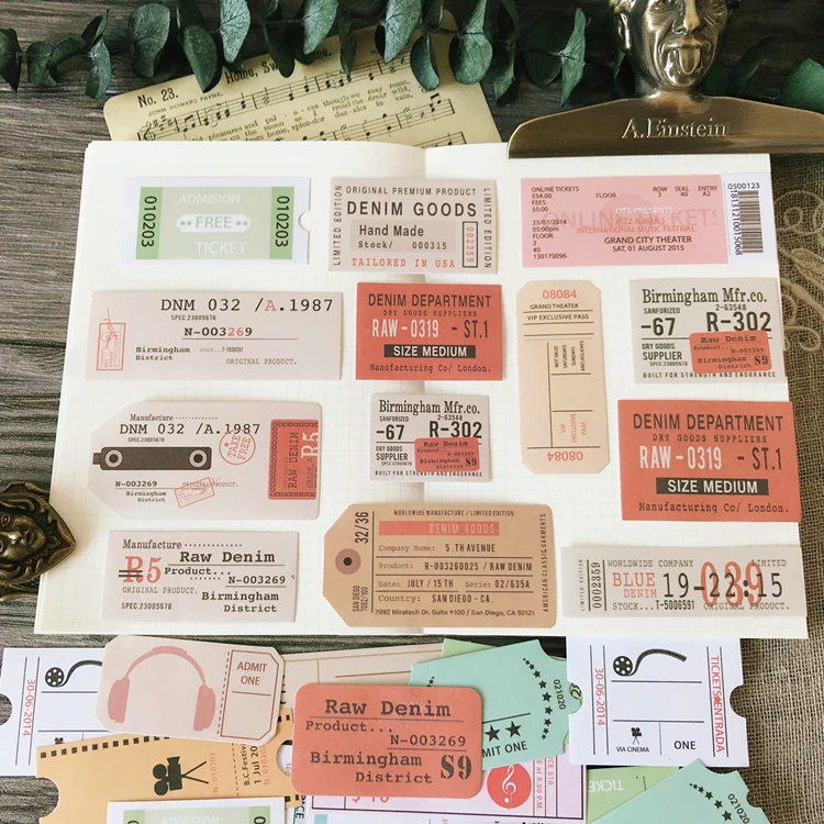 

27Pcs/Bag Vintage Ticket Label Words Sticker DIY Craft Scrapbooking Album Junk Journal Planner Decorative Stickers