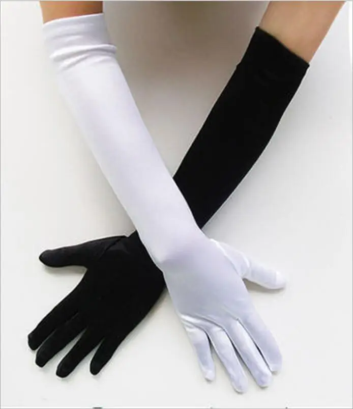 

Halloween Cosplay Carnival Party Black White Gloves Accessories Singer Nightclub Pole Dancing Stage Performances Sleeve Gloves