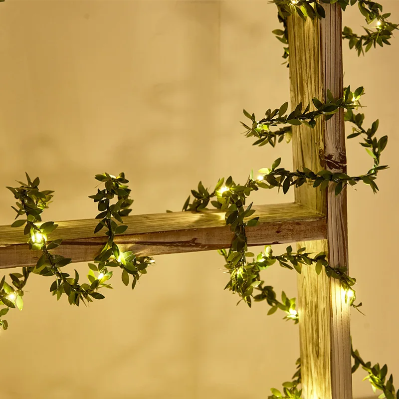 

2M/3M/5M/10M Warm White Tiny Green Leaf Garland Holiday Copper Wire Fairy String Lights for Christmas Party New Year Wedding