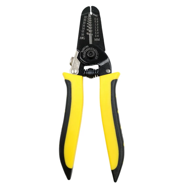Wire Stripper Pliers Mini Multifunctional Electric Fast Peeling Tools Cutting Multitool Hand Operated Tool 0.5-2.6mm² AWG22-10 Yellow