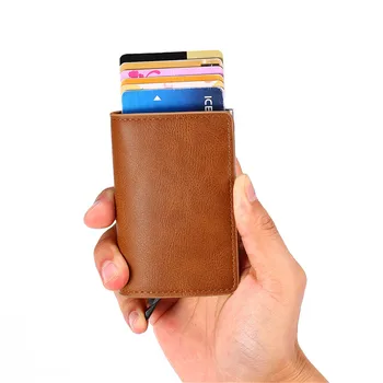 

BISI GORO Women RFID Button Red Wallet Money Bag Fashion Crazy Horse PU Leather Travel Wallet Slim Wallet Carteira Dropshipping
