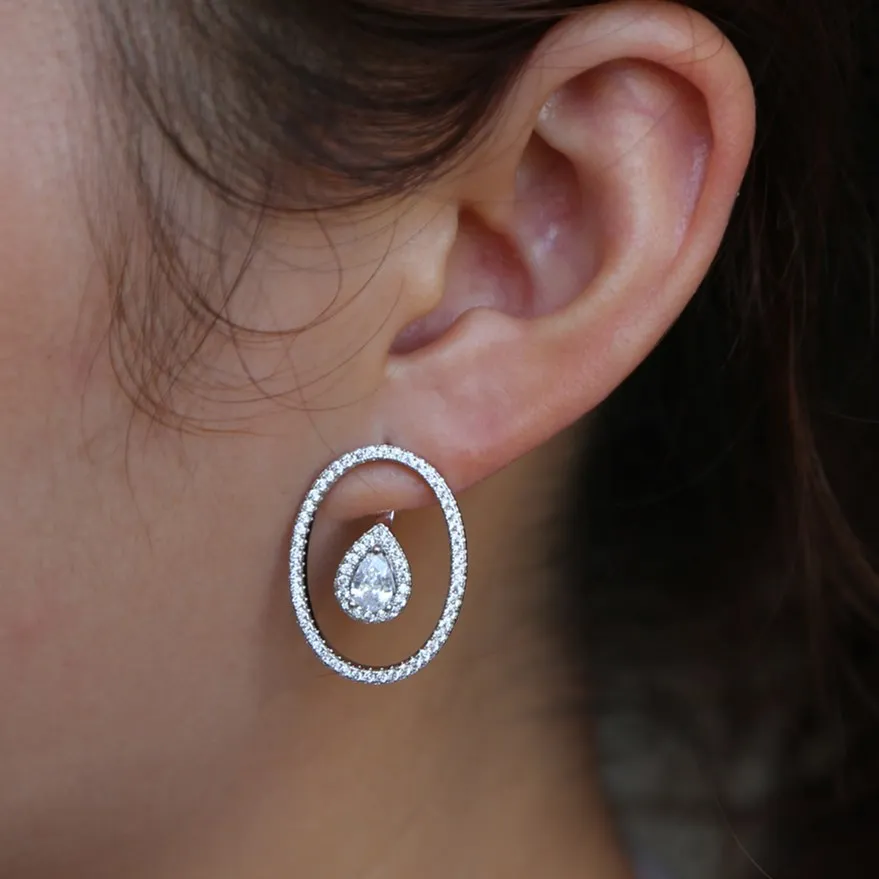 

RAKOL New Style Oval AAA Cubic Zirconia Cz Stud Earrings for Elegant Women Fashion Geometric Wedding Engagement Jewelry RE2388