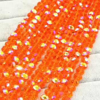 

Hot orange red half ABC Rondelle Faceted Crystal Glass Loose Beads Jewelry Making DIY 3mm4mm6mm8mm10mm