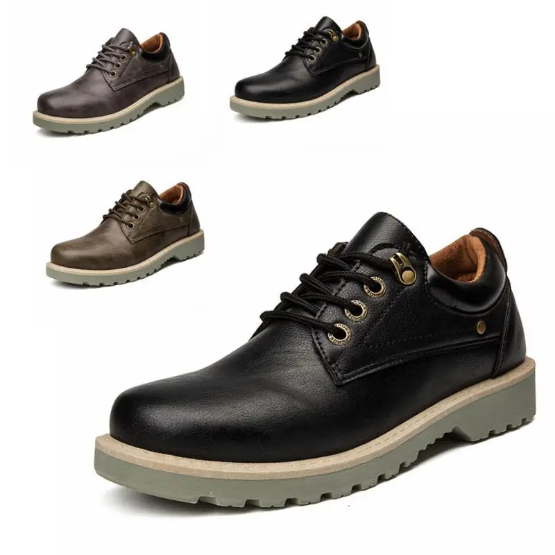 

Martin Shoes Men's Autumn England Low Top Ankle Boots Versatile Casual Big Head Leather Shoes Retro Workwear Men Shoes