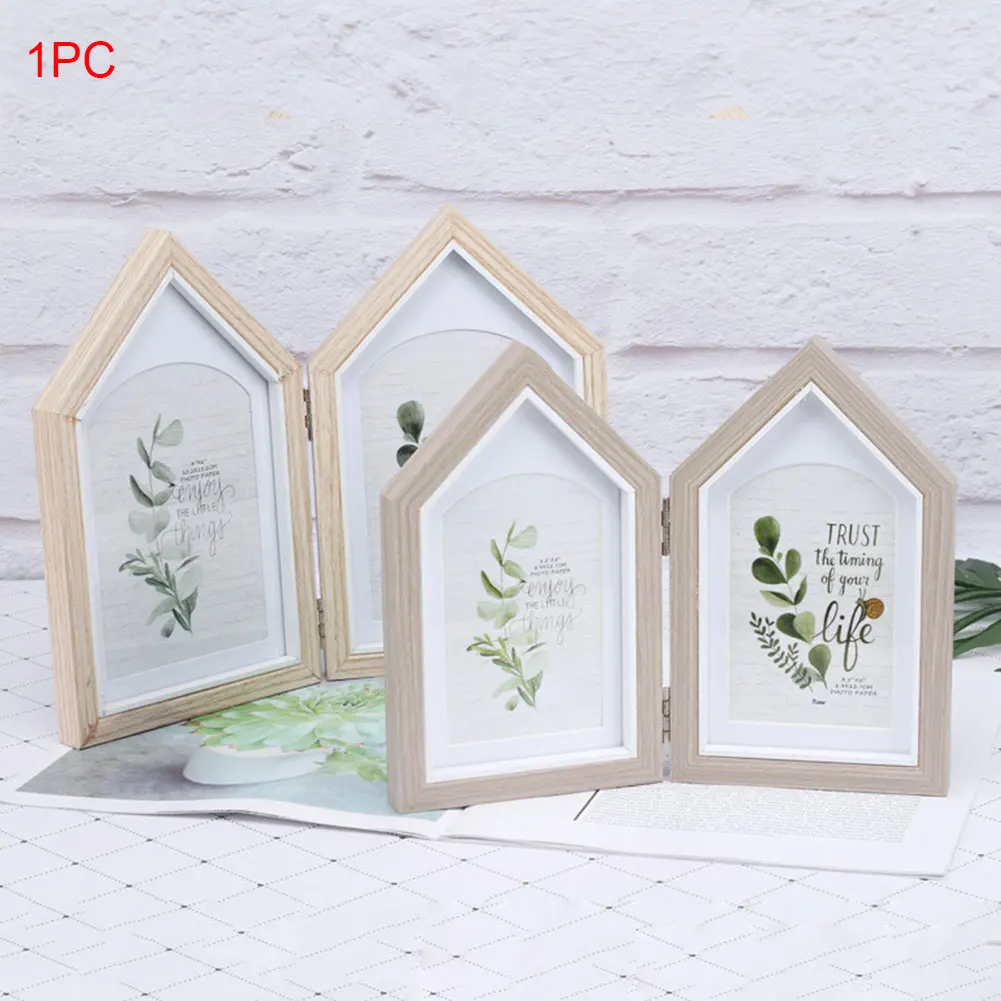 Foldable Home Crafts Birthday Gifts Bedroom Wood Structure Decorations Pictures Children Office Photo Frame Tabletop Ornaments