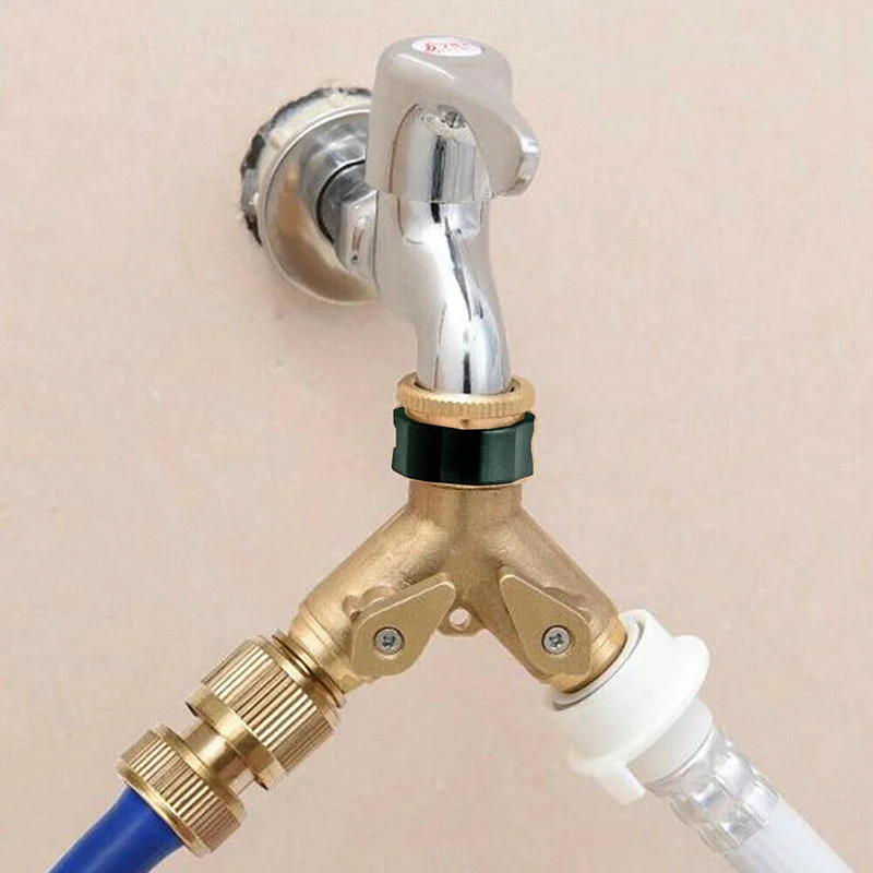 Brass 2/4 Way 3/4" Faucet Water Splitter Y-Type Garden Hose Splitter Watering Ta