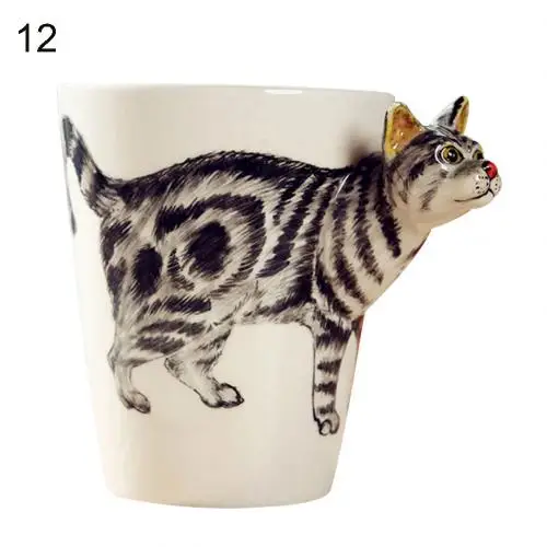 12 Hot 350ML 3D Hand-painted Lovely Animal Ceramic Water Cup Creativeing Coffee Tea Mug - Цвет: 12
