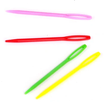 

50pcs 7cm Plastic Knitting Needles Crochet Hooks Tapestry Wool Yarn Needles Children DIY Sweater Weaving Tools