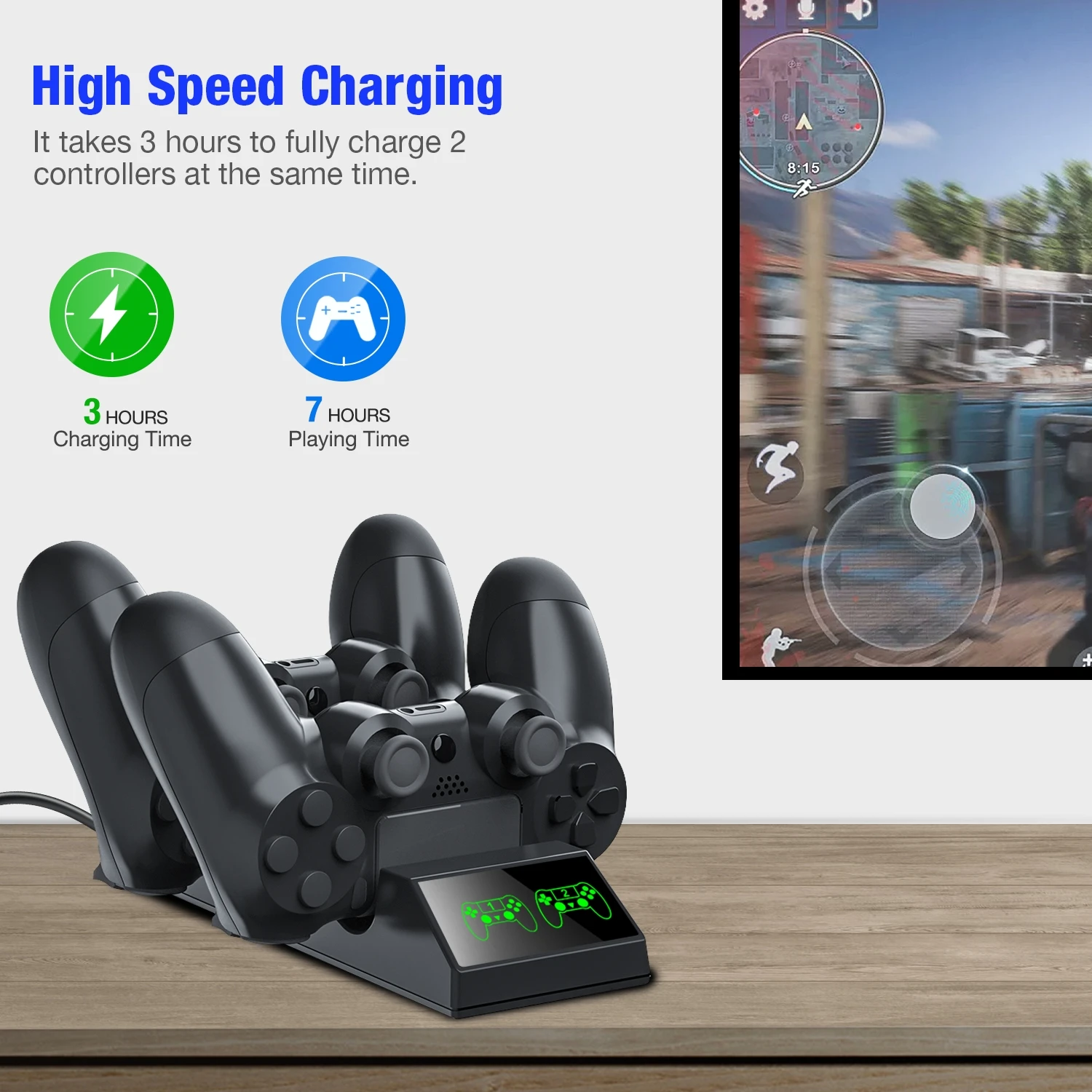 Für PS4-Controller-Ladestation, USB-Dual-Schnellladestation-Dock für PlayStation4/PS4 Slim/Pro Joystick-Gamepad-Controller_voghion.com