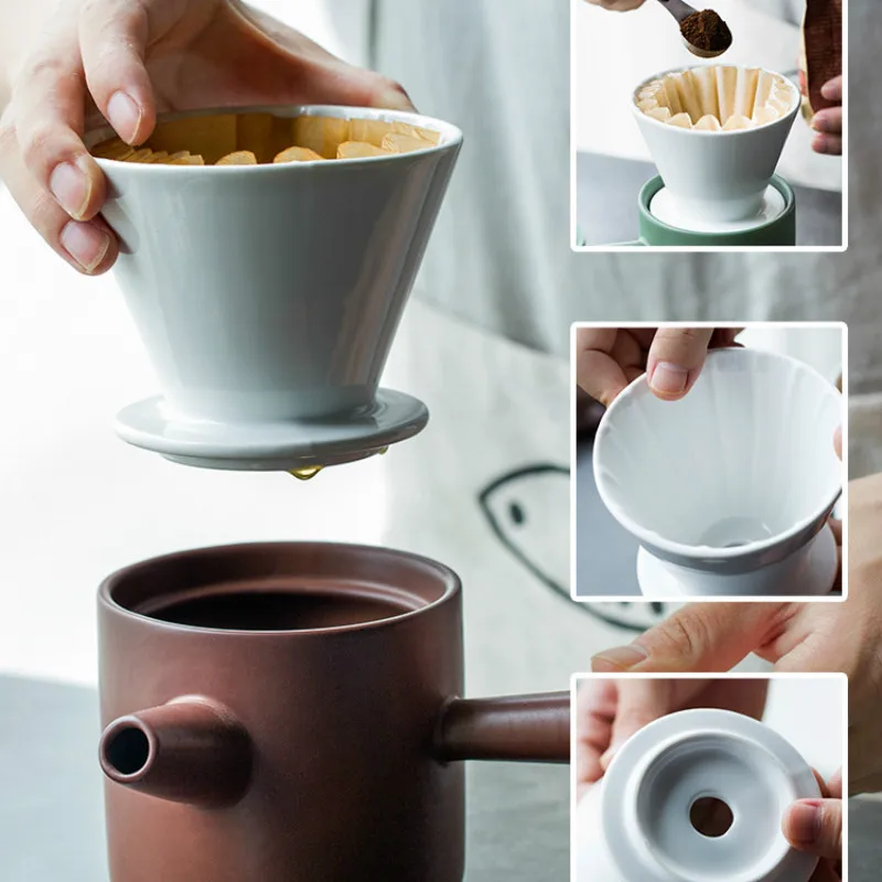 Creative home portable hand coffee pot filter ceramic coffee filter cup set household portable coffee appliances pf92712