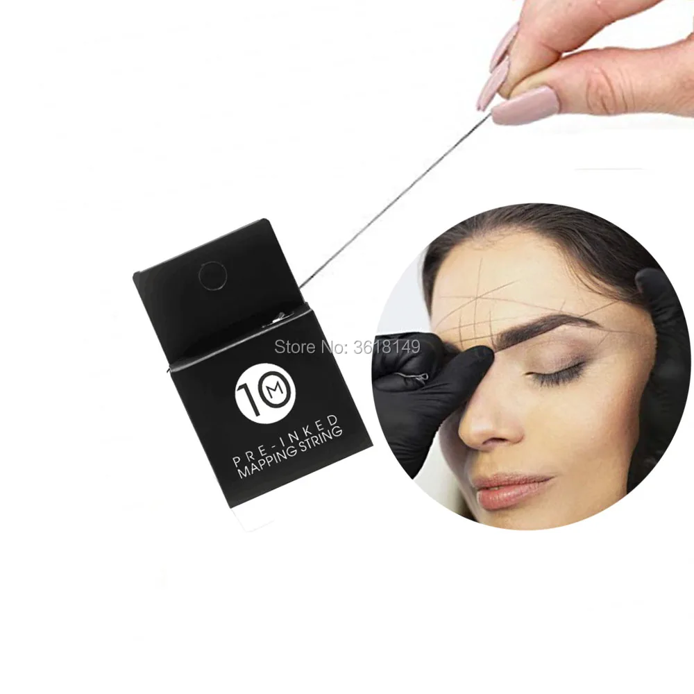 Pre-Inked Mapping String Measuring Tool for Marking Symmetrical Eyebrow 10 Meters/32 Feet Microblading String for Brow