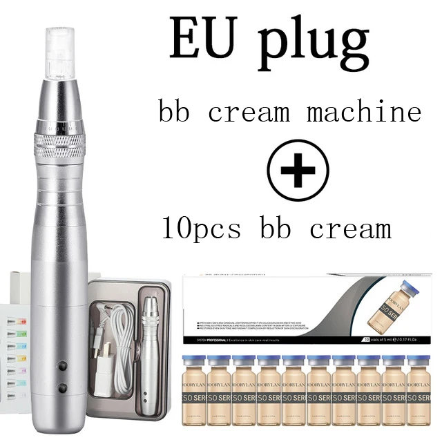 with 10 bb cream EU 7 Color Lights LED Micro tiny needles BB cream Machine Skin tightening remove scar reduce wrinkles stretch microneedling device - Цвет: with 10 bb cream EU