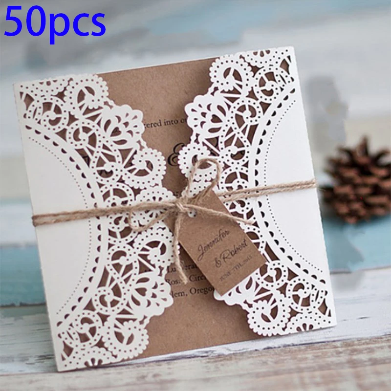  50 Set Personalised Wedding Invitations Postcard Label Birthday Parties Supplies - 4.00038E+12