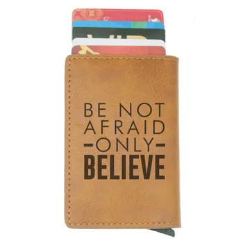 

Be Not Afraid Only Believe Rfid Card Holder Men Women Wallets Bible verse Short Purse Leather Slim Wallets Mini Wallet Gifts