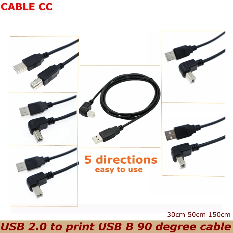 0 3-1 5 м USB 2 A папа к B Тип BM вверх и вниз левый правый угловой принтер сканер 90