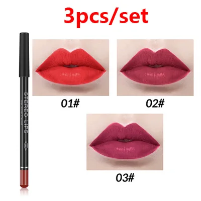 3pcs color 16 12 цветов, сексуальная матовая помада для губ, карандаш для губ, натуральный матовый карандаш для губ, набор ручек, инструмент для макияжа, женская косметика, легко носить - Цвет: 3pcs color 16