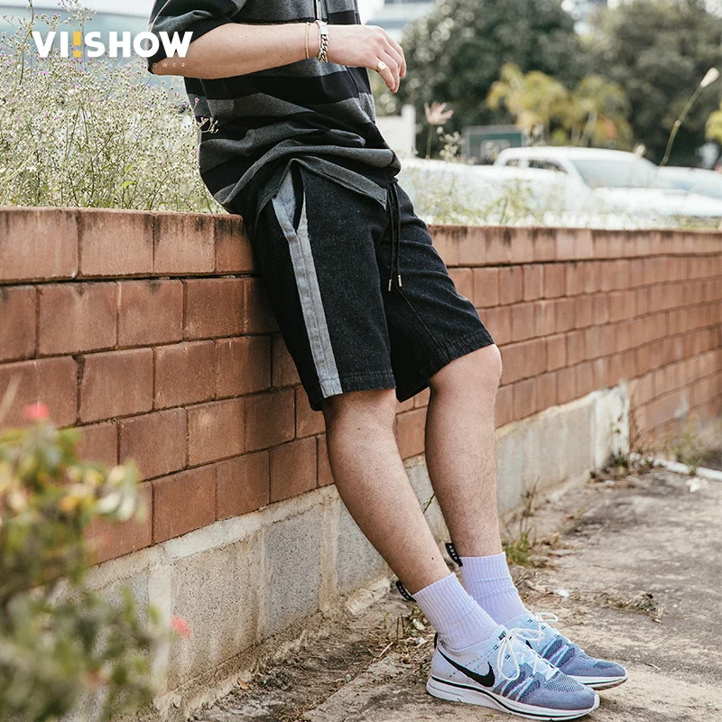 

VIISHOW 2018 Summer Fashion Denim Shorts Men Slim Fit Casual Cotton Jeans Trousers Male Patchwork Brand Clothing Black ND1496182