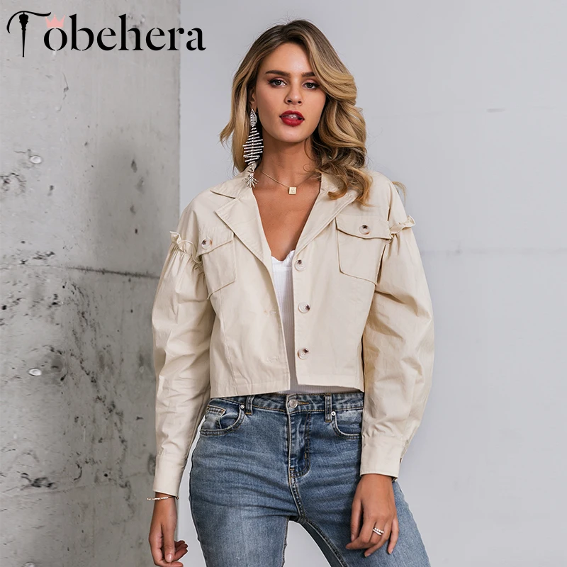 Glamaker Осенняя Повседневная абрикос короткое пальто Для женщин гофрированное с