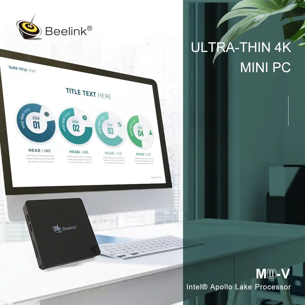 Beelink Mini PC Apollo Lake N3450 4 + 128 ГБ 2 ГГц 5 8 двухдиапазонный Wi Fi BT4.0 1000 м LAN USB 3 0 двойной 4K