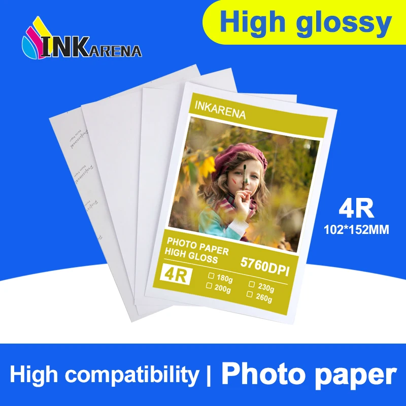INKARENA 100 листов Глянцевая 4R 4x6 фотобумага для бумага для струйных принтеров расходные материалы печатная бумага с цветным покрытием