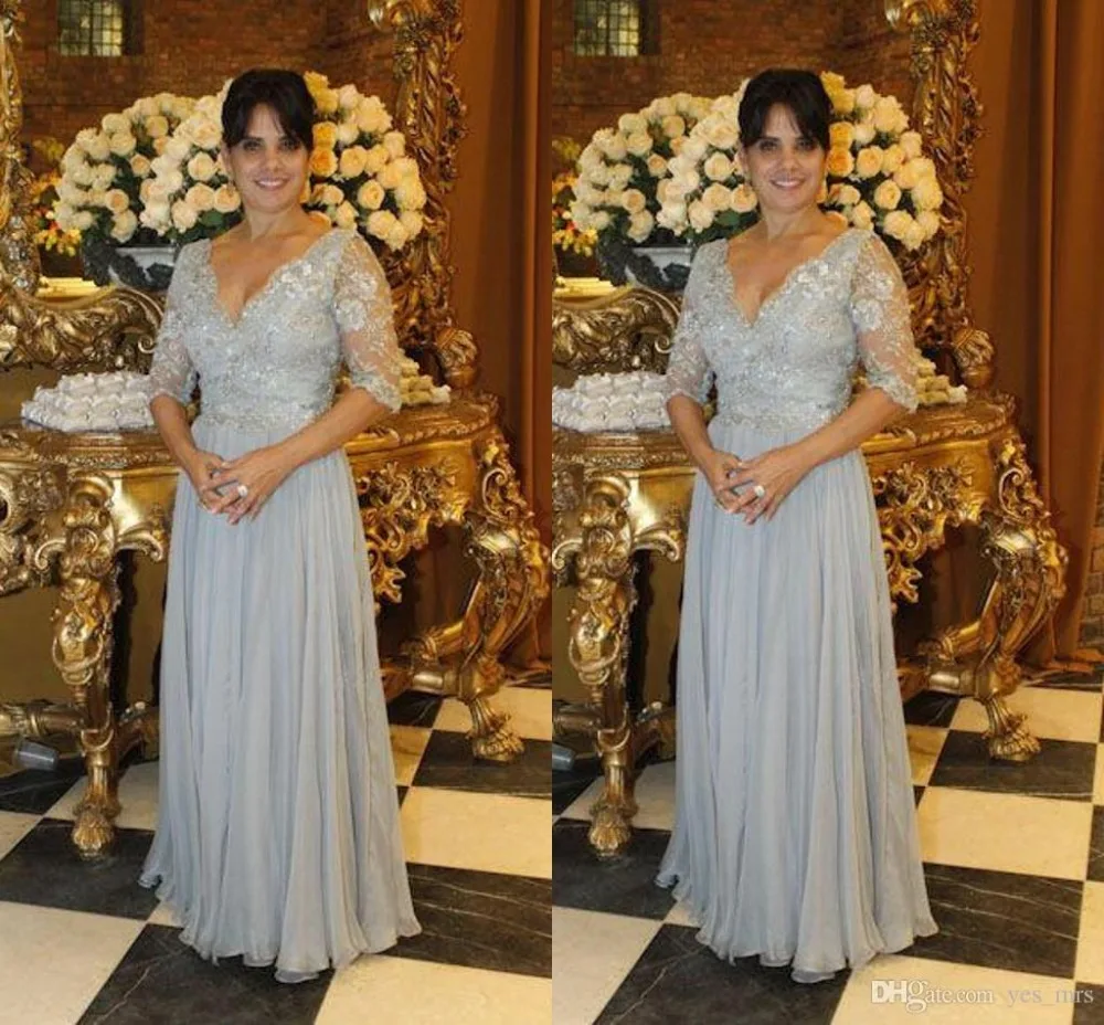Серебристо-серое платье для матери невесты, длинное платье, vestido de madrinha, с аппликацией из бисера, шифоновое вечернее платье, вечерние, на заказ, для свадьбы