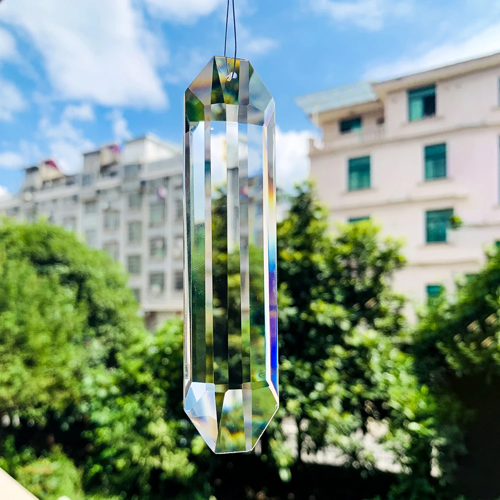 Chandelier Crystal Drops 120mm Clear Pillar Prism Faceted Point Suncatcher Rainbow Maker Feng Shui Hanging Pendant