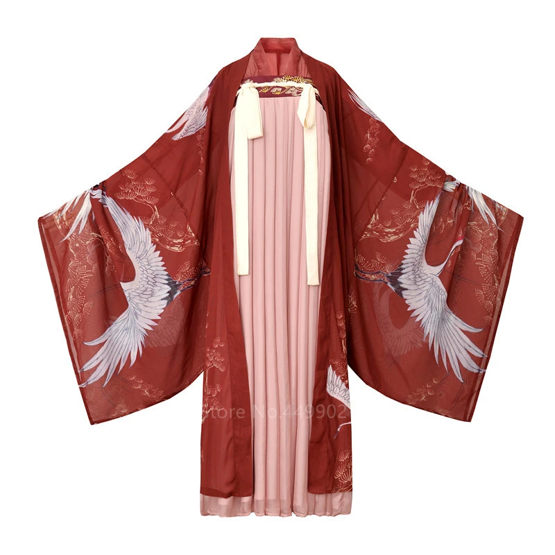 Coat Dress Китайский традиционный сказочный костюм ханьфу Женщины Древний кран принцесса хан дворец династии народные танцы костюм Новогодний Национальный - Цвет: Coat Dress