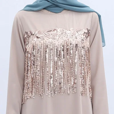 Мусульманское женское платье с длинными рукавами и круглым вырезом; abaya in islamic clothes