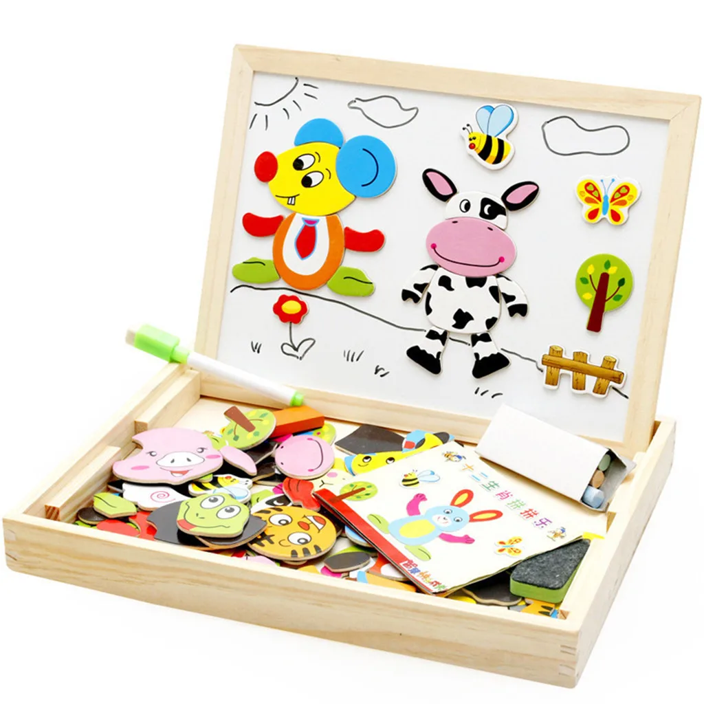 Магнитная доска для рисования, пазлы, игры, развивающие игрушки, деревянные игрушки для малышей, для девочек и мальчиков, детские подарки,# BL2