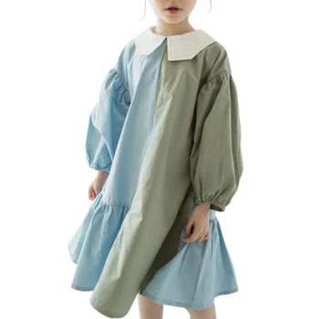 

Spring 2020 Girls Dress Two Colors Patchwork Children Cotton Dress Baby Princess Dress Toddler Cute Dress