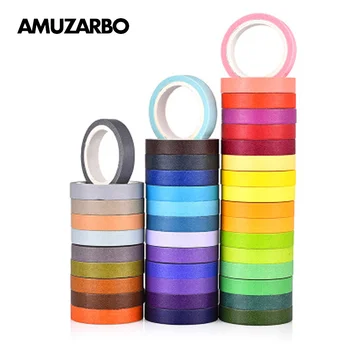 

Solid Color Washi Paper Tape Red Pink Blue Green Yellow Purple Rainbow Tapes DIY Handmade Decoration Masking Tapes 40 colors/set