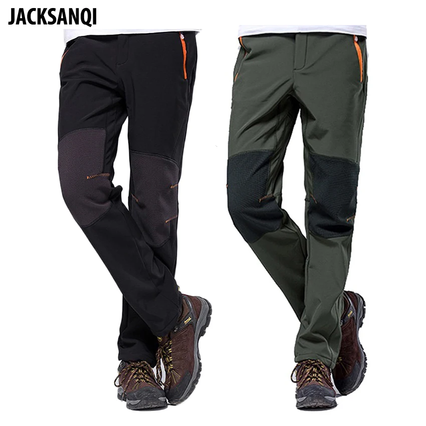 

JACKSANQI Men's Winter Pants Outdoor Sports Softshell Fleece Trousers Hiking Camping Trekking Skiing Waterproof Pants 4XL RA263