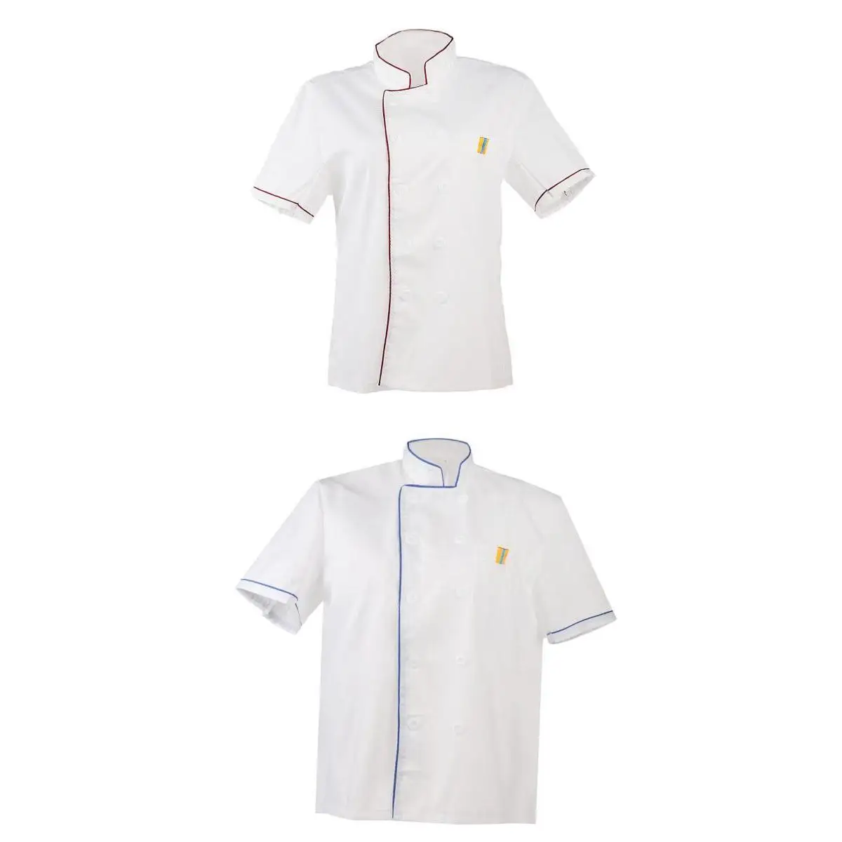 2/set White Chef Jackets Kitchen Uniform Short Sleeves Shirt Double Breast