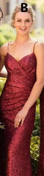 B Style In Red Очаровательное красное платье подружки невесты с блестками,, Vestido Madrinha, длинное свадебное платье для гостей, вечерние платья для женщин - Цвет: B Style In Red