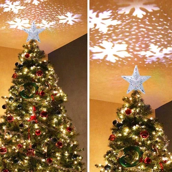 

Christmas Tree Top Decoration Projector Moving Star Adjustable Snowflake Rotatable Festival Christmas Decoration LED Light