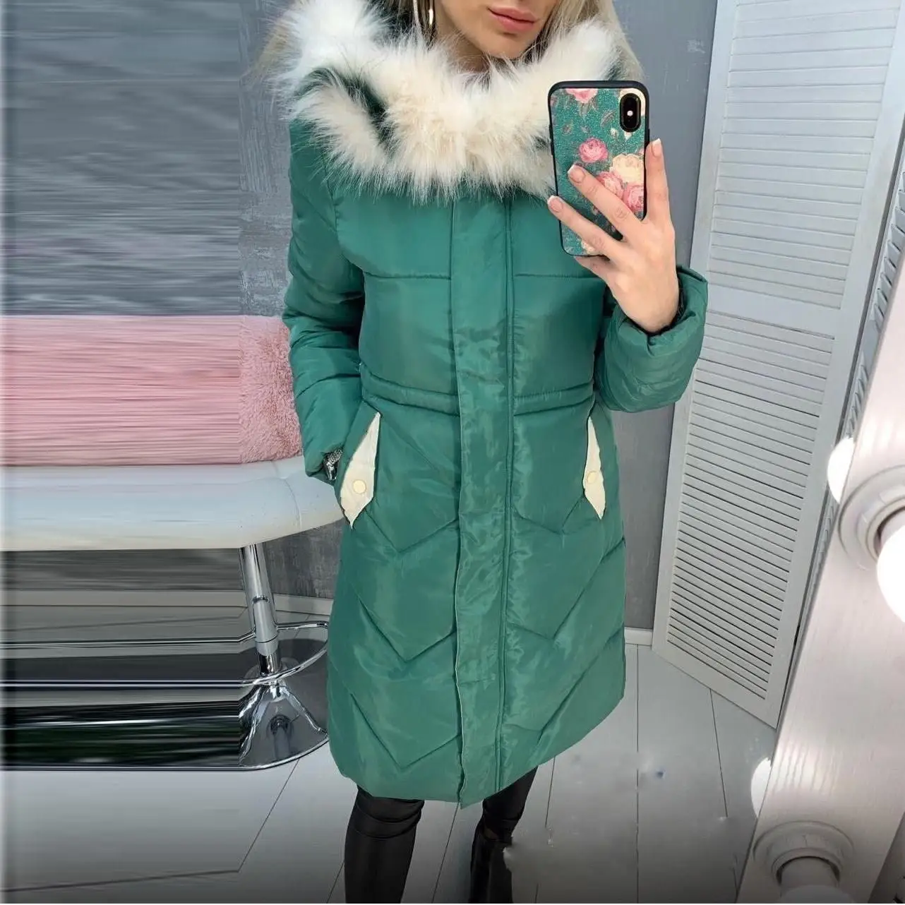 Зимнее женское пальто с капюшоном, Женская парка размера плюс, верхняя одежда, однотонная женская утепленная длинная куртка с меховым воротником Feminino
