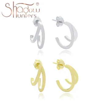 

SHADOWHUNTERS Authentic 925 Sterling Silver Paw Stud Earrings Double-Layer Surround Stud Earring Simple Design Women's Jewelry