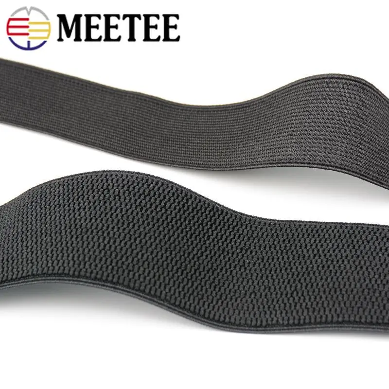 5 ярдов Meetee 20-100 мм черная эластичная вязаная лента пояс резиновая тесьма DIY одежда юбка брюки пояс Швейные аксессуары