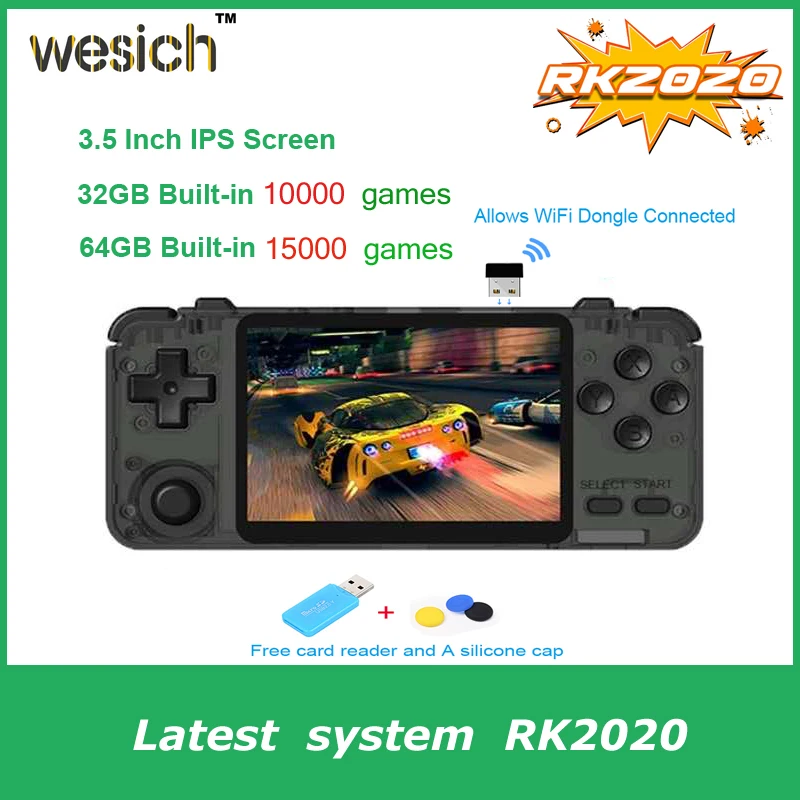 Ретро Консоль vesich rk2020 3 5 дюйма polegada ips tela portatil портативная консоль jogo ps1 n64 jogos de vina