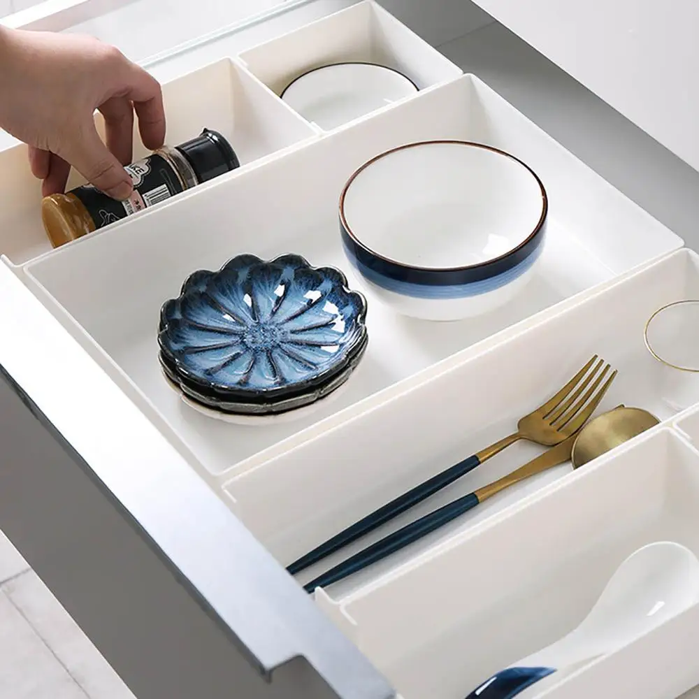 

Free Assembly Drawer Organizer Plastic Separated Finishing Box Kitchen Tableware Fork Spoon Useful Underwear Socks Storage Box