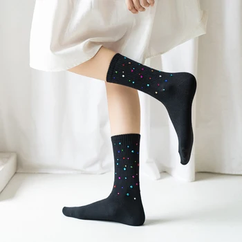 

College Style Rhinestone Socks Sparkling Diamond Socks hot solid color Socks Casual Couple Socks Harajuku Style Breathable Socks